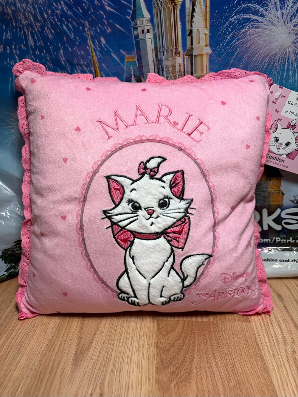 Disney The Aristocats Marie the Cat Lace Trim Throw Pillow Cushion *Primark*-NEW